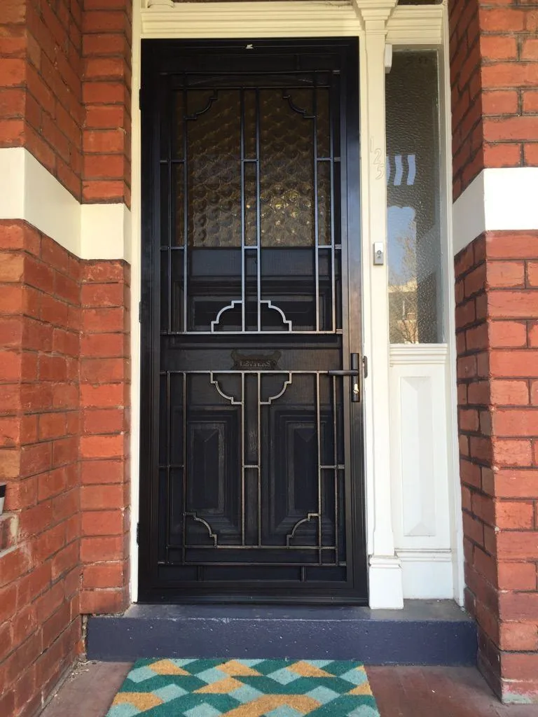 Black security door sidelights installation by SupaScreens.