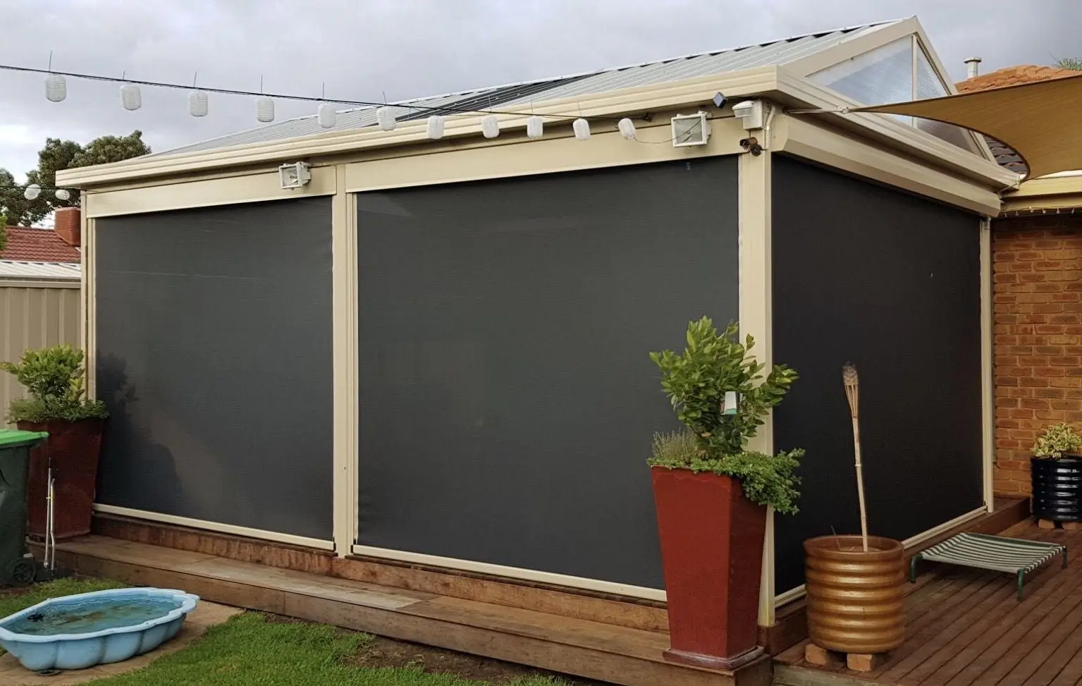 Outdoor blinds enclosed alfresco installation by SupaScreens.