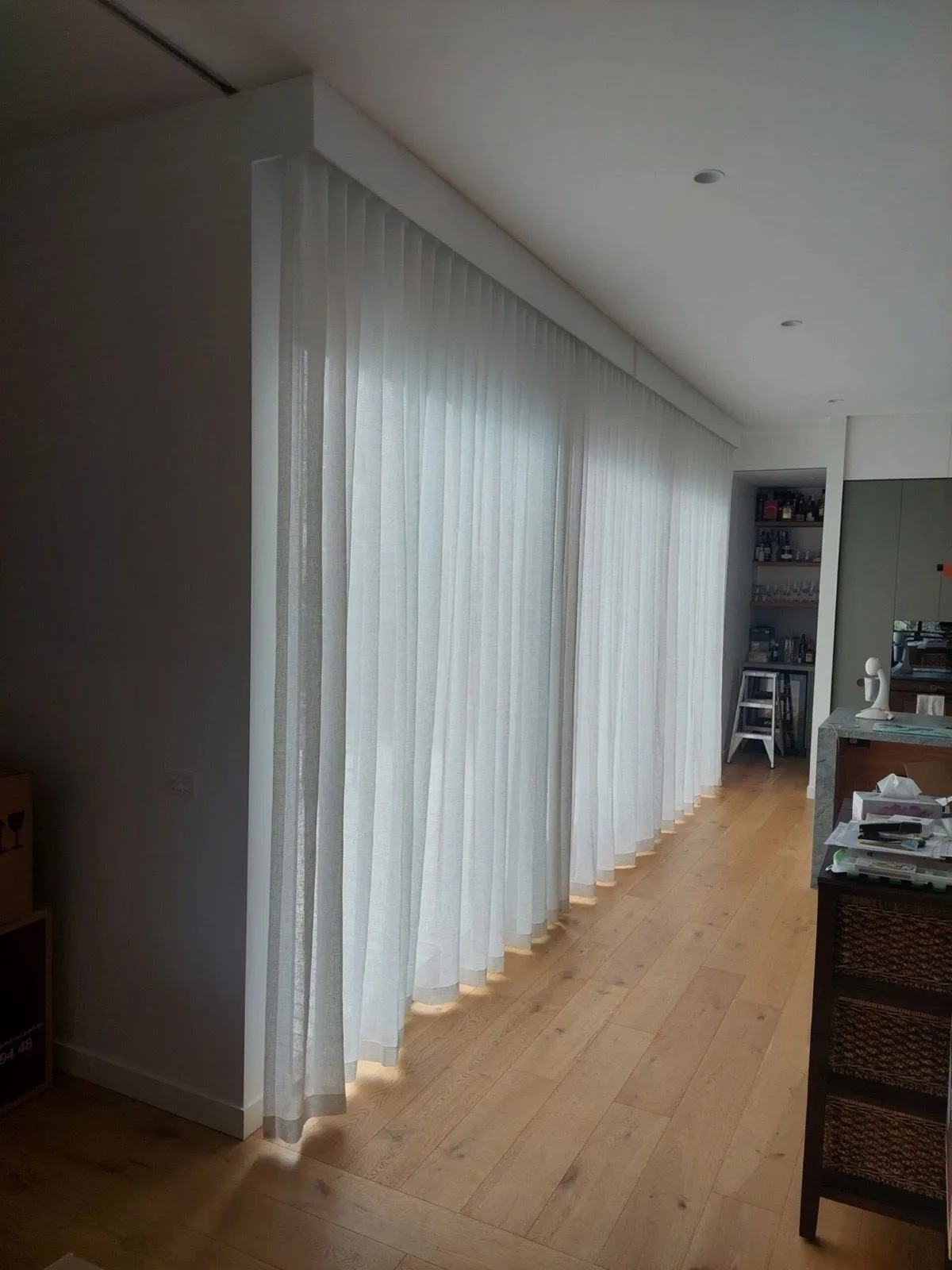 Sheer curtains hallway windows installation by SupaScreens.