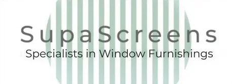 SupaScreens logo banner reading 'Specialists in Window Furnishings'.